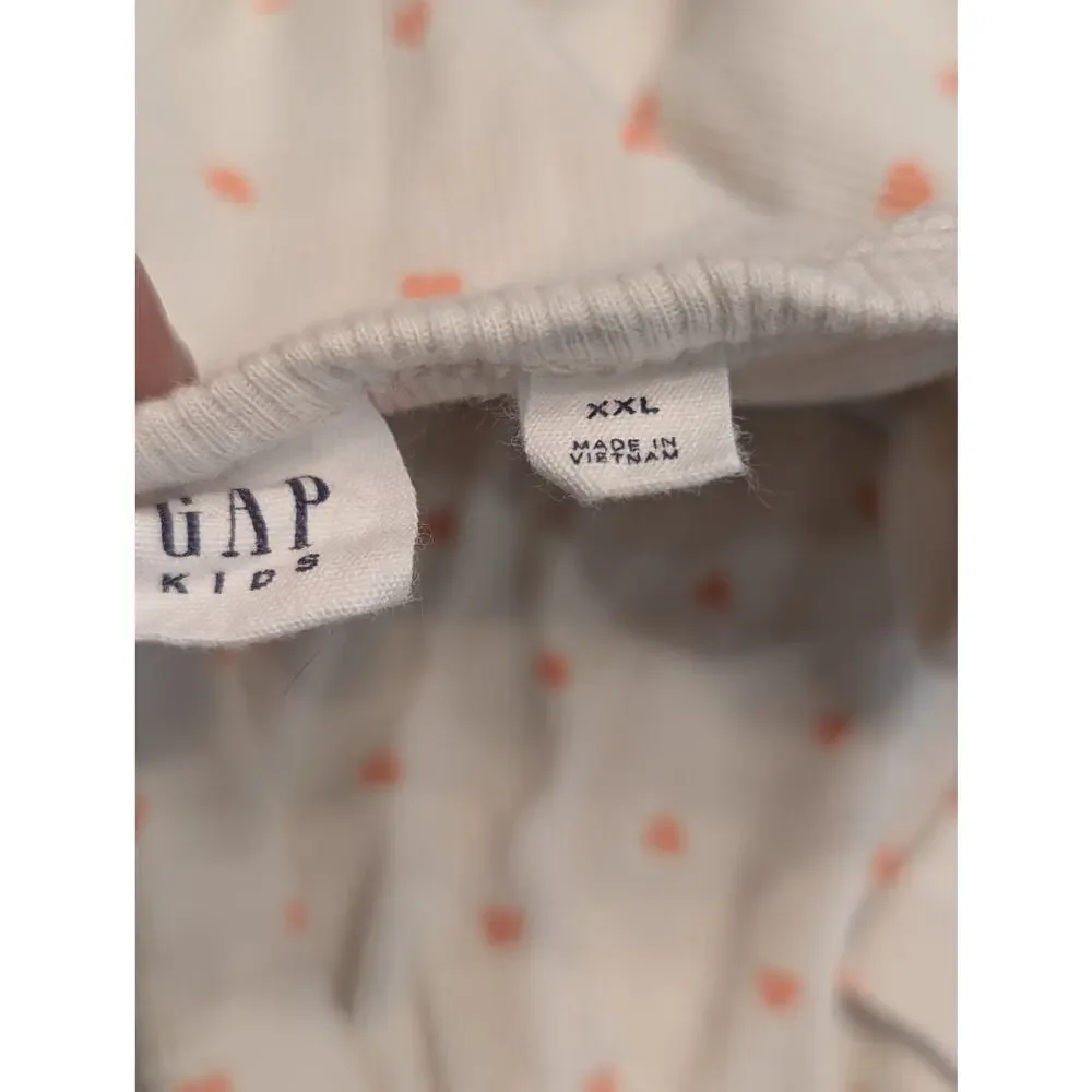 Gap Kids Long Sleeve V-Neck Ribbed Henley, White, Pink, Girl's XXL 14/15, LN